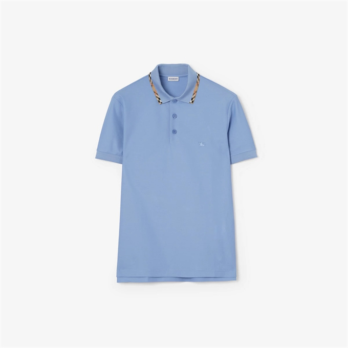 burberry check collar ekd embroidery cotton pique polo shirt